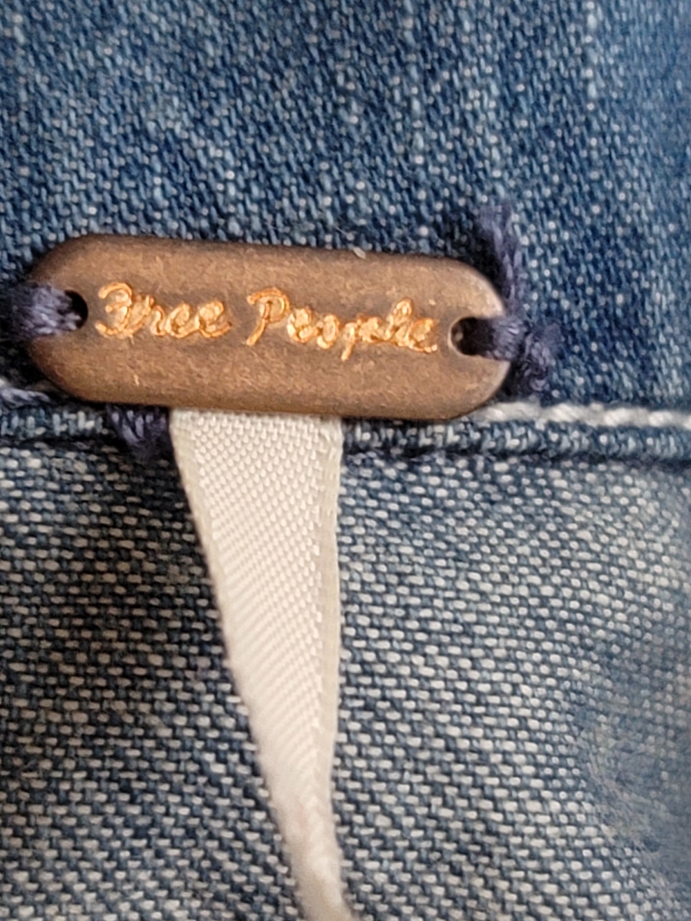 Free People Dark Blue Denim Button-Front Fit-and-Flare Mini Dress - Picture 11 of 13